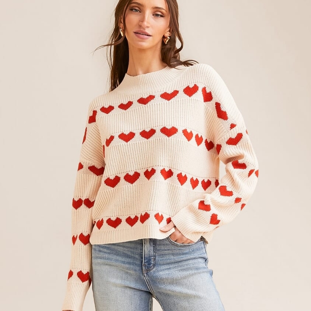 ARULA Cream and Red Heart Sweater - Picture 4 of 4